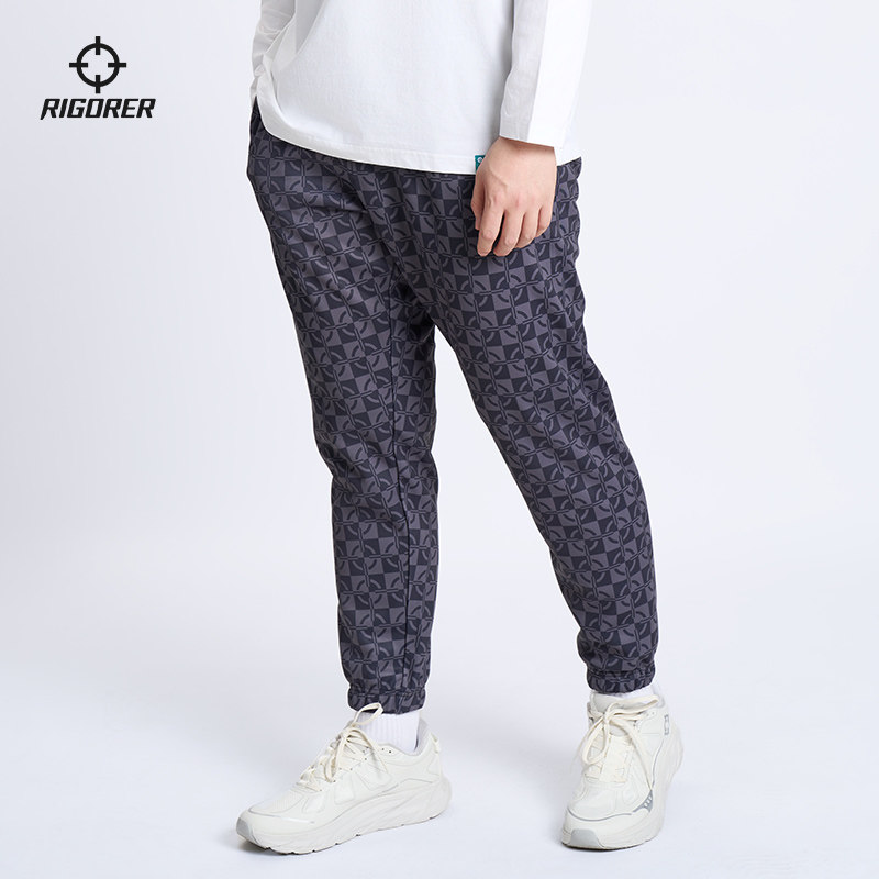准者加绒花裤子满印男女2025秋季新款美式潮流宽松束脚裤运动裤