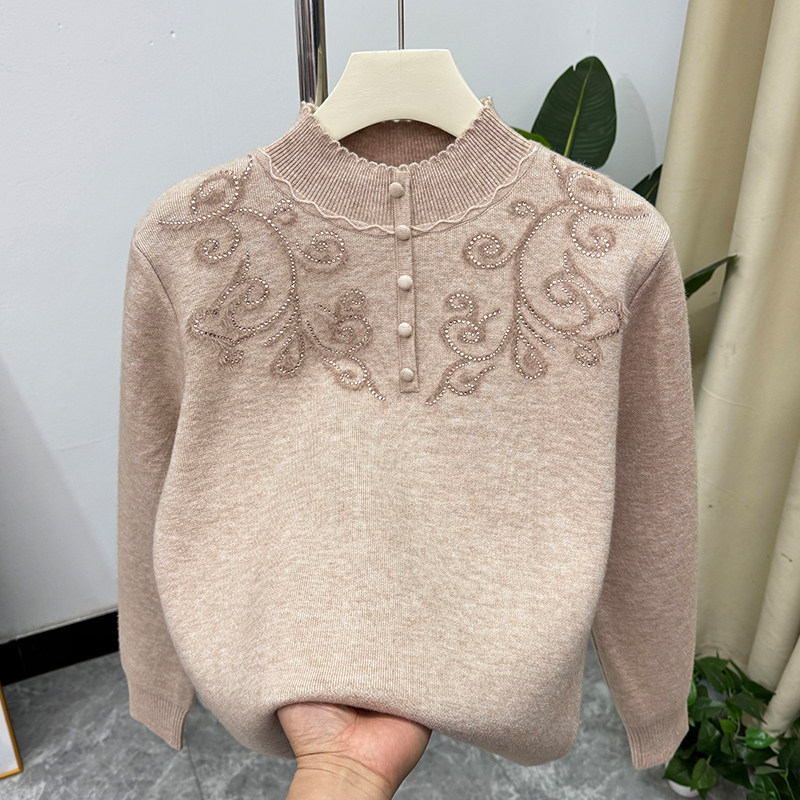 加绒加厚妈妈冬装时尚半高领打底衫2025新款中老年女士一体绒毛衣,女装/女士精品,中老年女装,淘宝优惠券,粉丝福利购,淘宝优惠卷