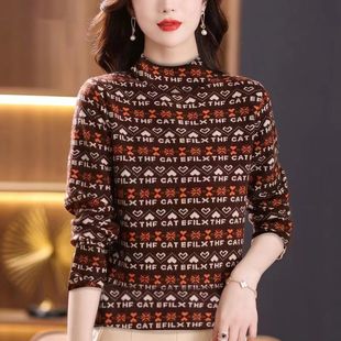 秋冬新款 大码 洋气内搭保暖上衣 女装 美拉德风双面德绒半高领打底衫