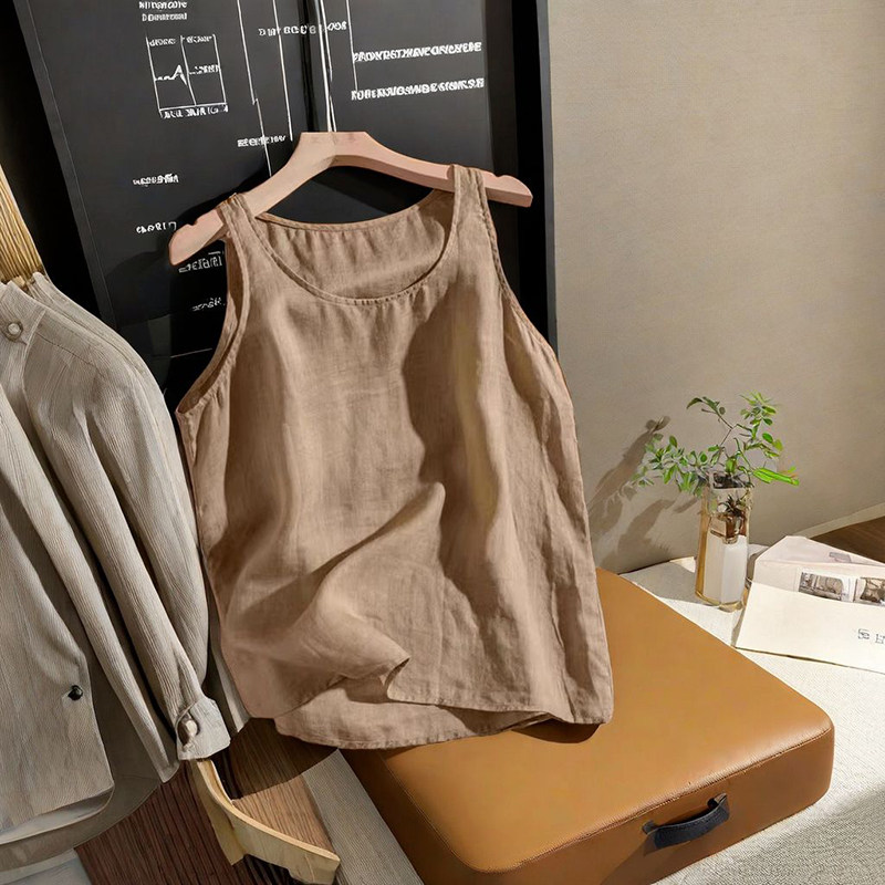 棉麻吊带背心女士夏季新款外穿宽松大码休闲时尚气质无袖打底上衣