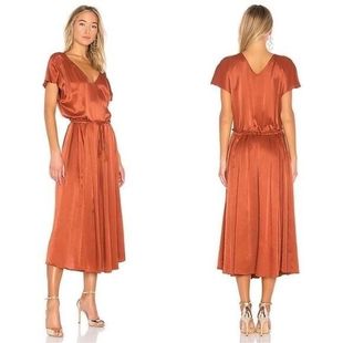 特价FP原D炒鸡华丽复古 V领绸缎面料妩媚礼服连衣中长裙2024