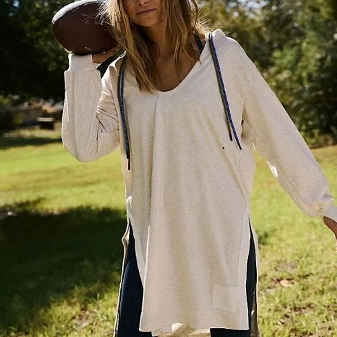 FP原D慵懒风连帽卫衣女宽松拉链开衫米白色休闲外套2025新款