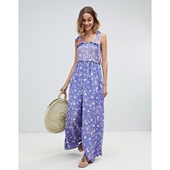 特价 显瘦显腿长可调系带肩带阔腿连体裤 清仓FP原D 松紧缩褶上身