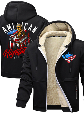 科迪罗兹Cody Rhodes羊绒加厚冬季保暖外套卫衣男连帽时尚棉帽衫