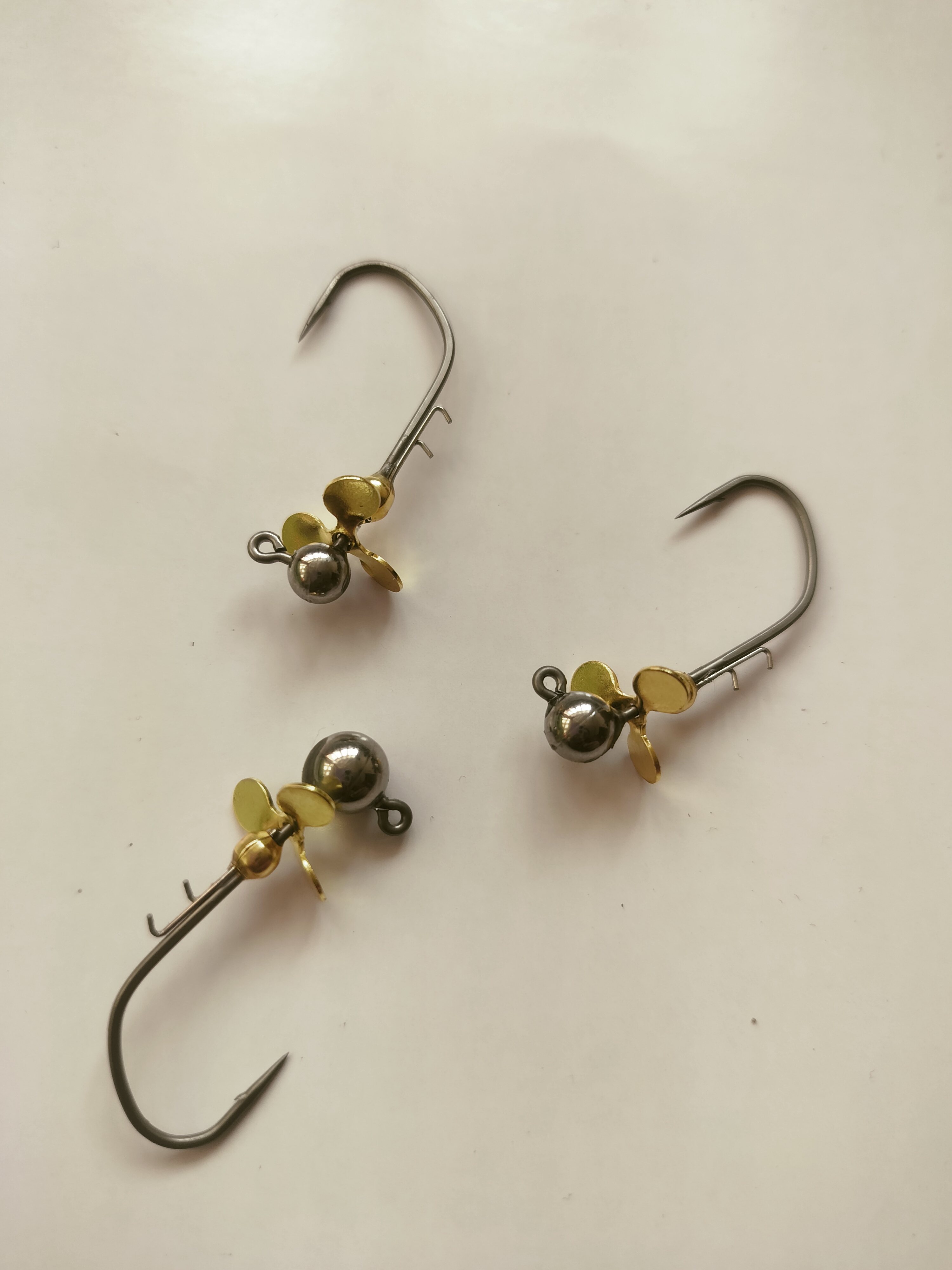 破风螺旋桨战锤钨钢铅头钩内德钩钨头钩带复合旋转亮片叶片拖拉机