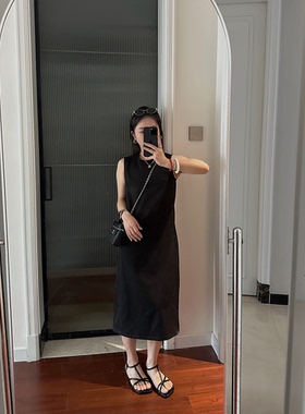 蛐小7 | 小个子定制无袖连衣裙女中长款圆领背心裙显瘦夏季 35331