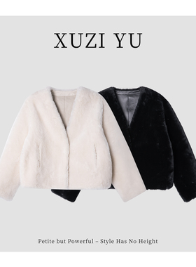 XUZI YU.小个子美丽奴皮毛一体短款皮草澳洲进口羊皮毛外套W9989