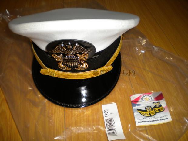 全新美国海军尉官—少校白色/卡其色常服帽 礼服帽白甲帽子黑甲