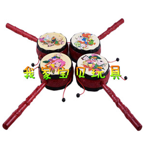 红色吉祥拨浪鼓儿童小玩具闹市商超景点货吉祥仿古摇铃鼓大中小号