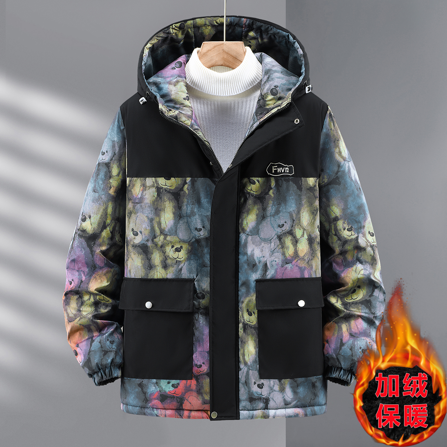 特大码工装棉衣男冬季加绒加厚