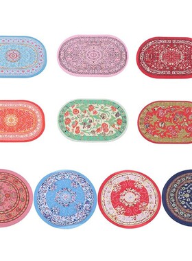 1:12迷你娃娃屋dollhouse地面装饰 微缩椭圆形地毯土耳其编织地垫