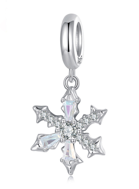 冰花吊坠diy手链串珠charm雪花925银珠子饰品