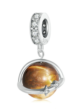 原创星球天然虎晴石diy吊坠配件 神秘宇宙s925纯银手链串珠