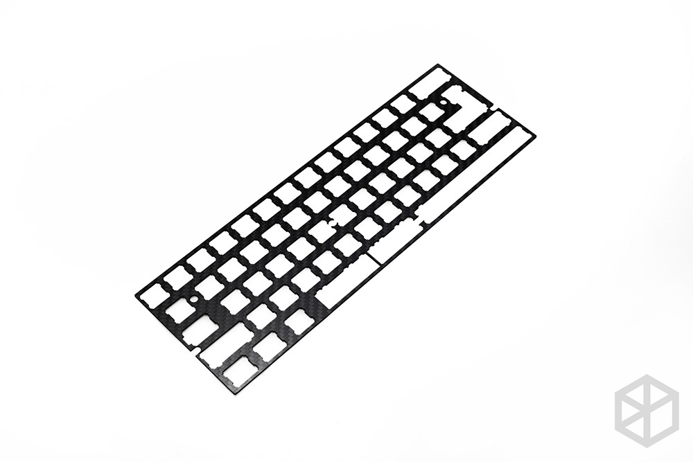 XD64 3.0 맞춤형 탄소 섬유 포지셔닝 플레이트는 분할 공간을 지원하며 GH60 XD60 60% PCB와 호환됩니다