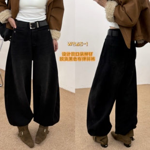 口袋有铆钉有设计感w965 B.B.wenzi百变文子H.e主推潮裤 牛仔裤