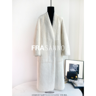 FRASANNO皮毛一体女皮草外套新款 V领年轻 西班牙拉贡显瘦气质时尚