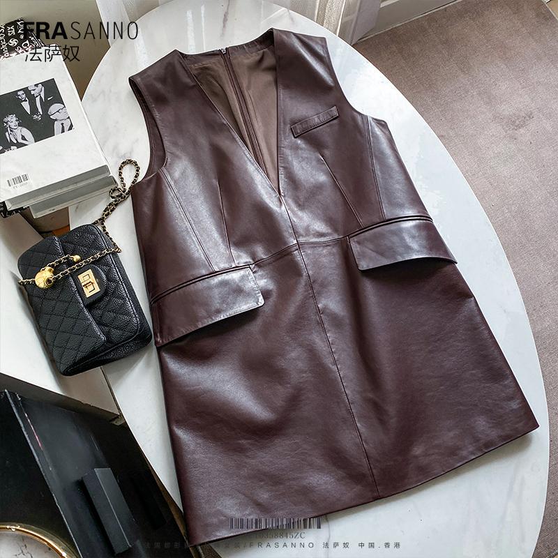 纯羊皮连衣裙无袖2025新款绵羊皮