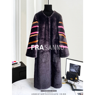 撞色宽松显瘦 西班牙拉贡皮毛一体女外套皮草时尚 FRASANNO 添彩