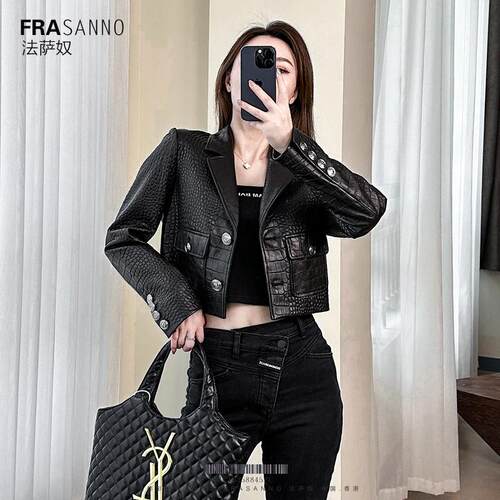 鳄鱼纹皮衣外套女小众设计感个性