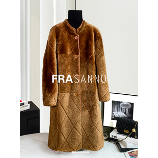 FRASANNO两面穿拉贡皮草女外套皮毛一体中长款立领显瘦时尚年轻款