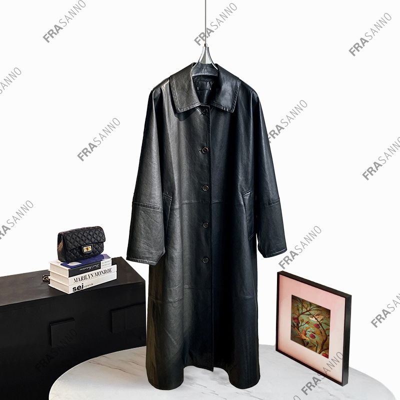 全植鞣绵羊皮女长款大衣外套新款