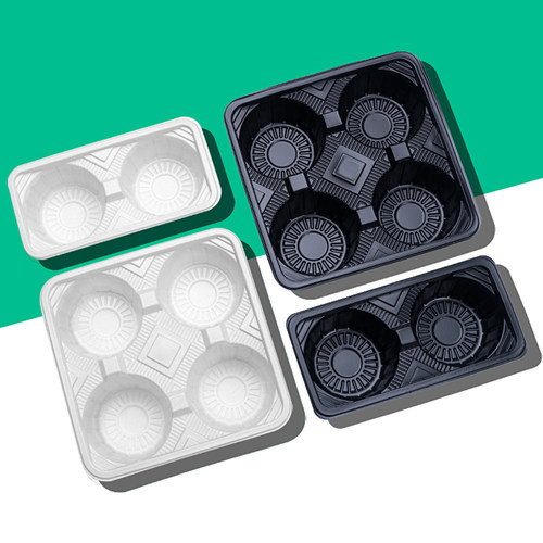 厂家直销加厚一次性咖啡打包塑料杯托白色四杯托二杯托防撒固定