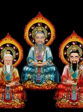 厂家直销树脂彩绘三清祖师神像