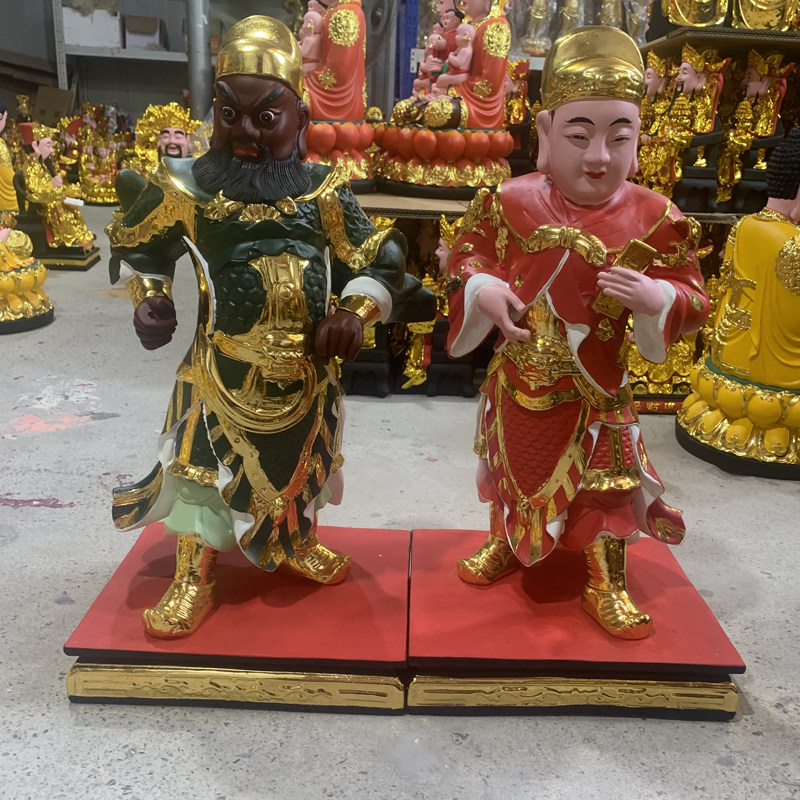 文武判官88厘米城隍爷左右护法树脂玻璃钢彩绘佛像寺庙供奉摆件像