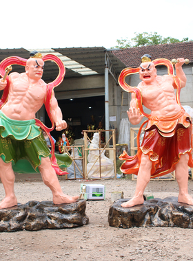 哼哈二将左右护法神像寺庙摆件