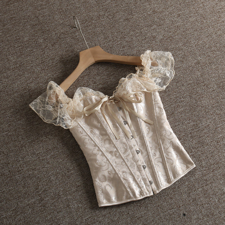 ins网红辣妹复古宫廷泡泡袖鱼骨束腰性感紧身蕾丝抹胸背心女,女装/女士精品,背心吊带,淘宝优惠券,粉丝福利购,淘宝优惠卷