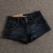 女热裤 提臀牛仔短裤 欧美街头范复古性感低腰两粒扣修身 超显腿长