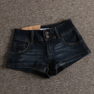 女热裤 提臀牛仔短裤 欧美街头范复古性感低腰两粒扣修身 超显腿长