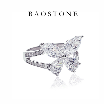 S925银蝴蝶戒指女轻奢小众