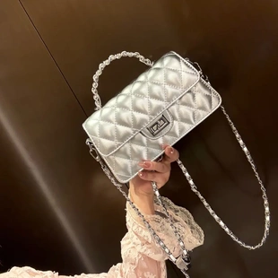 沙漏包小香风菱格链条斜挎包小众设计款手拎包多格层单肩包2025