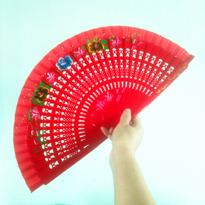 1把包邮古典咏春木折扇7寸西班牙红色舞蹈扇双面跳舞蹈中国风扇子