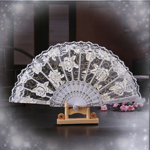 10把包邮7寸单面女式蕾丝扇咏春7寸白红黑色绿黄色跳舞蹈小折扇子
