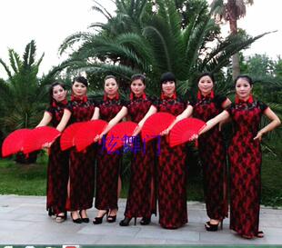 10把包邮儿童七朵咏春招待舞蹈扇子亮片单面女塑料7寸小布折扇红