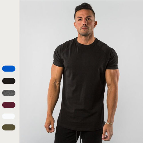 New Fashion Plain Tops Tees Fitness Men T Shirt Short Sleeve