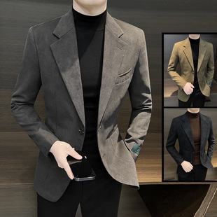Deer skin velvet suit jacket for men's spring business wear
