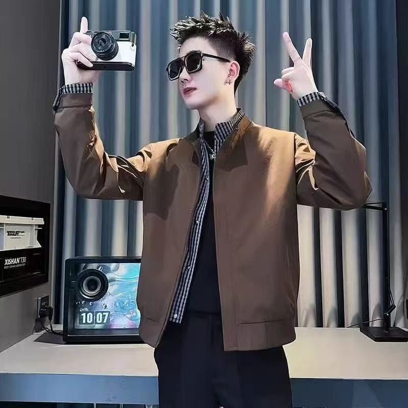 2026春秋痞帅外套男高街潮牌港风潮流假两件夹克jacket men coat图片