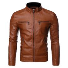 Autumn Causal Vintage Leather Jacket Coat Men PU Leather皮衣