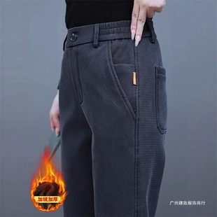 Velvet straight leg casual pants autumn winter men loose fit