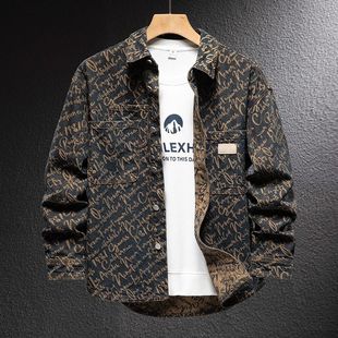 Light luxury European American loose denim jacket mens shirt