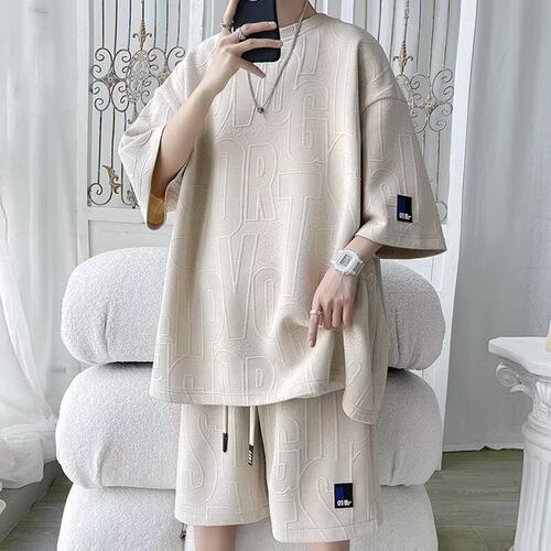 休闲套装夏季薄款冰丝短袖t恤衫短裤Leisure suit for summer men
