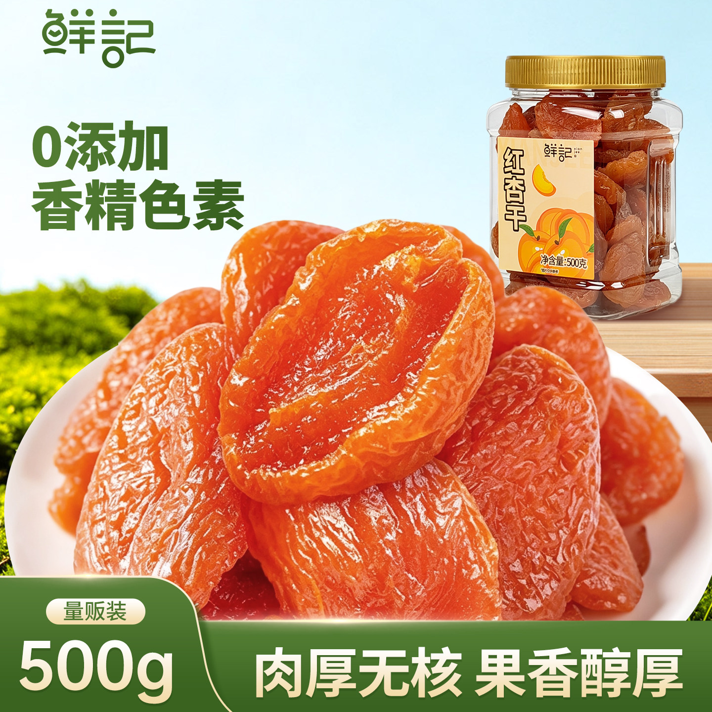 鲜记红杏干500g罐装果脯蜜饯水果干网红大杏肉休闲办公室零食小吃