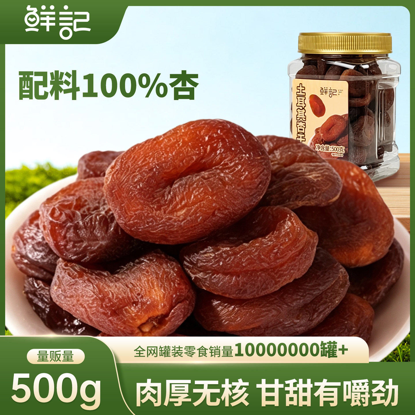 鲜记土耳其大杏干0添加天然无核杏肉蜜饯果脯干即食休闲零食500g