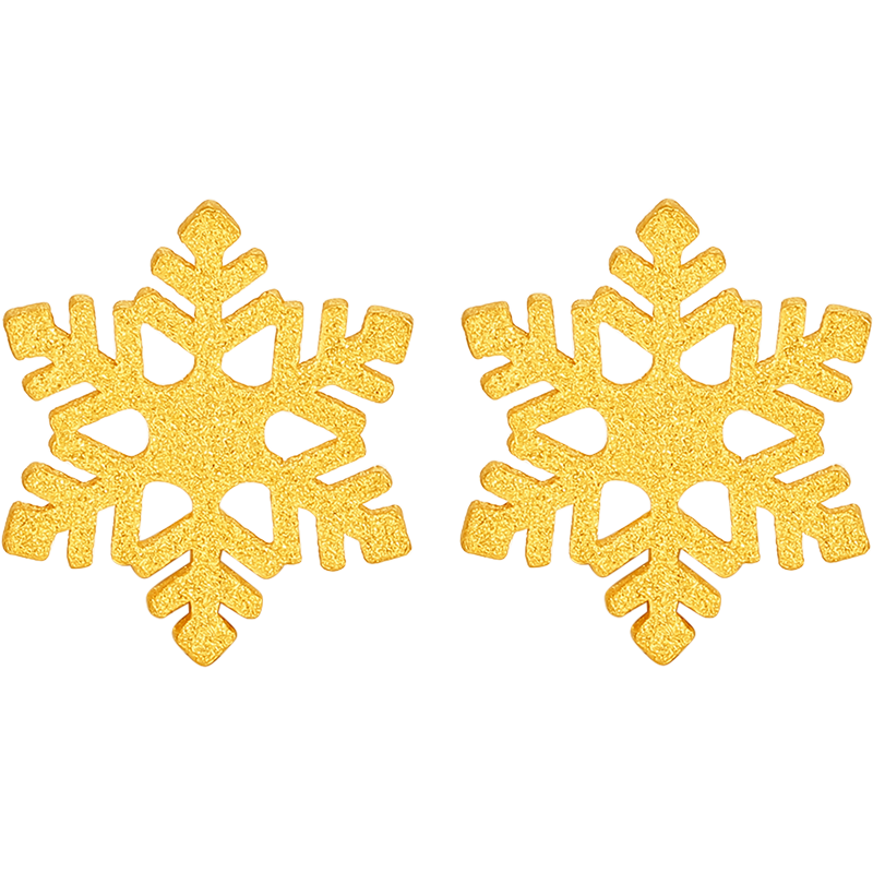 周六福5G黄金浪漫耳饰足金计价灵动小雪花节日礼物