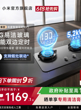 小米官方米家P1智能定时燃气灶煤气灶台双灶嵌入式家用节能大火力