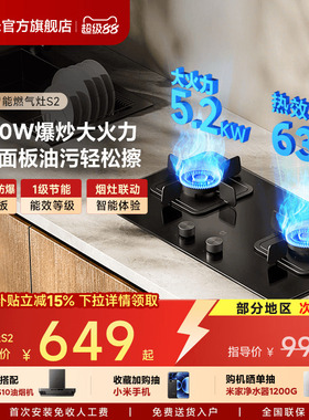 小米官方米家智能燃气灶S2家用灶具节能大火力天然气煤气灶台嵌入
