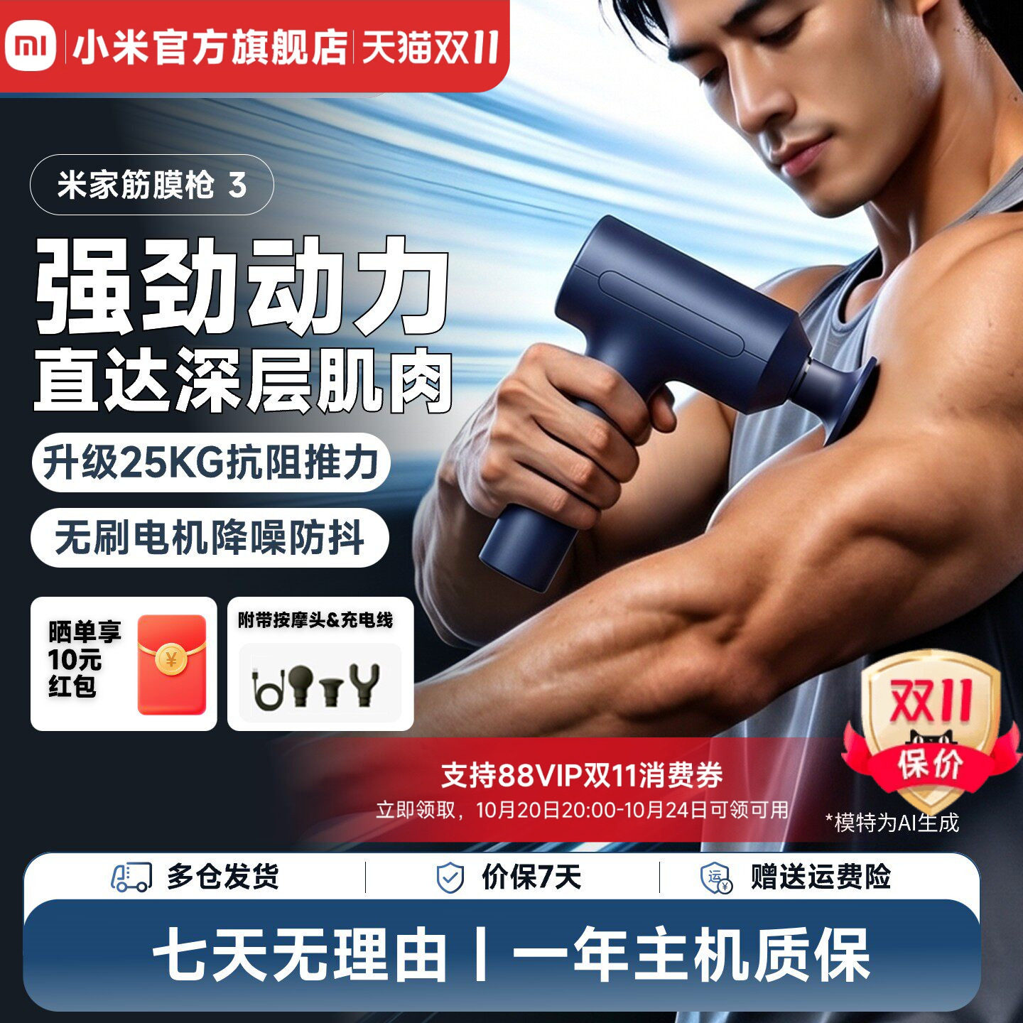 小米官旗米家筋膜枪肌肉按摩器男士电动按摩器颈膜枪男女生礼物
